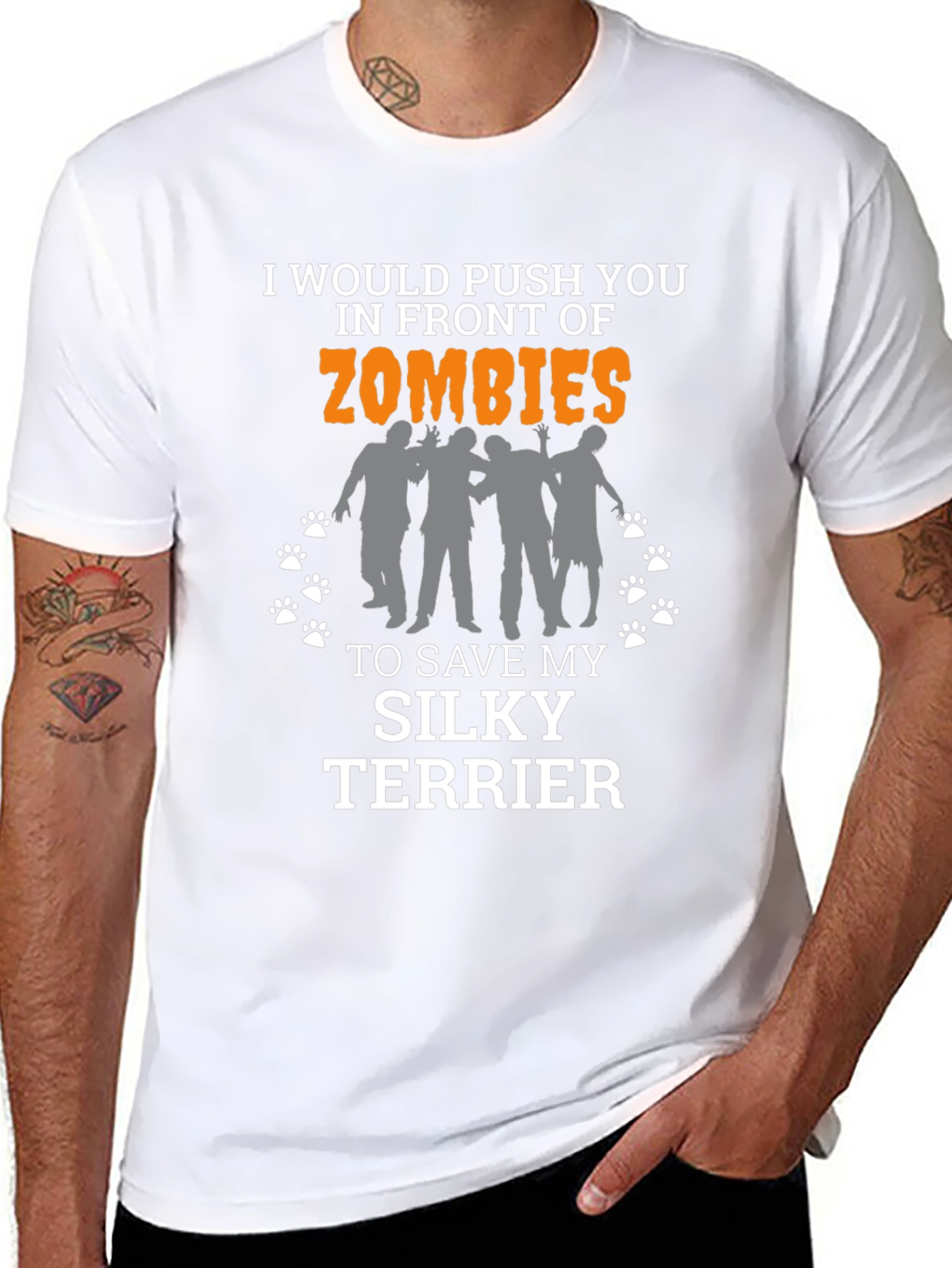 Zombie Silky Terrier T-Shirt - Funny Novelty Tee