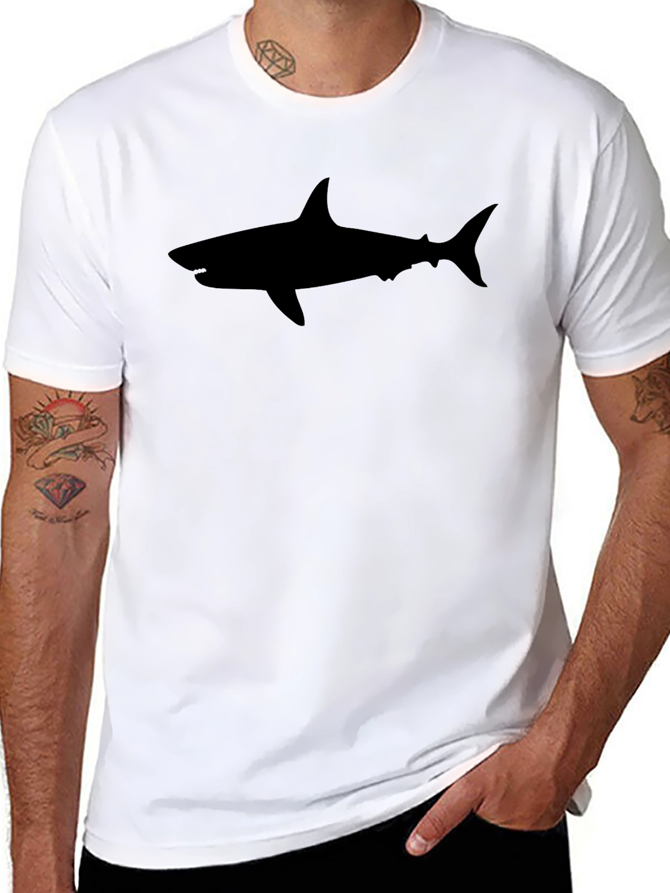 Shark Silhouette Graphic Tee - Black