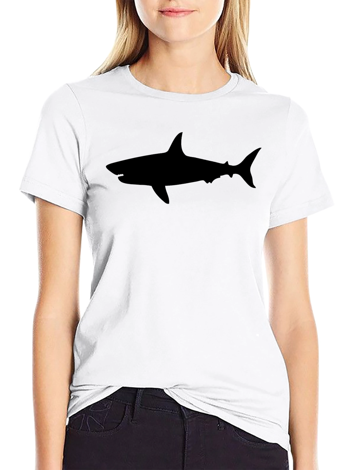 Shark Silhouette Graphic Tee - Black