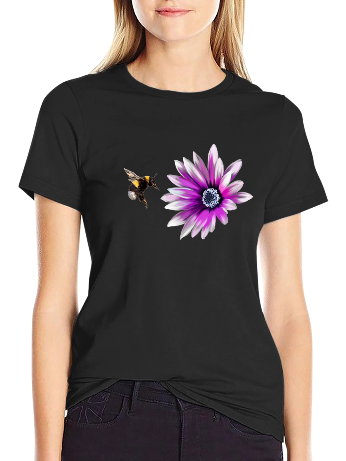 Bee & Flower Graphic T-Shirt - Nature Lover Tee