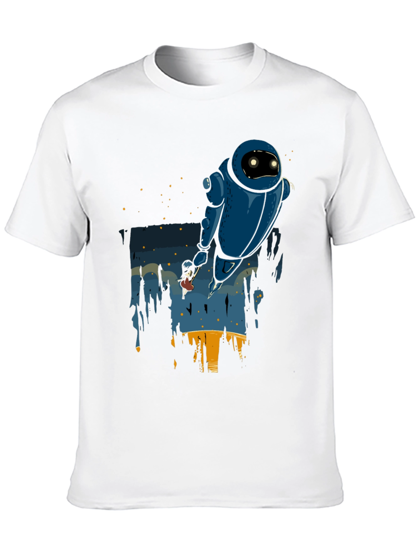Robot & Girl Graphic Black T-Shirt