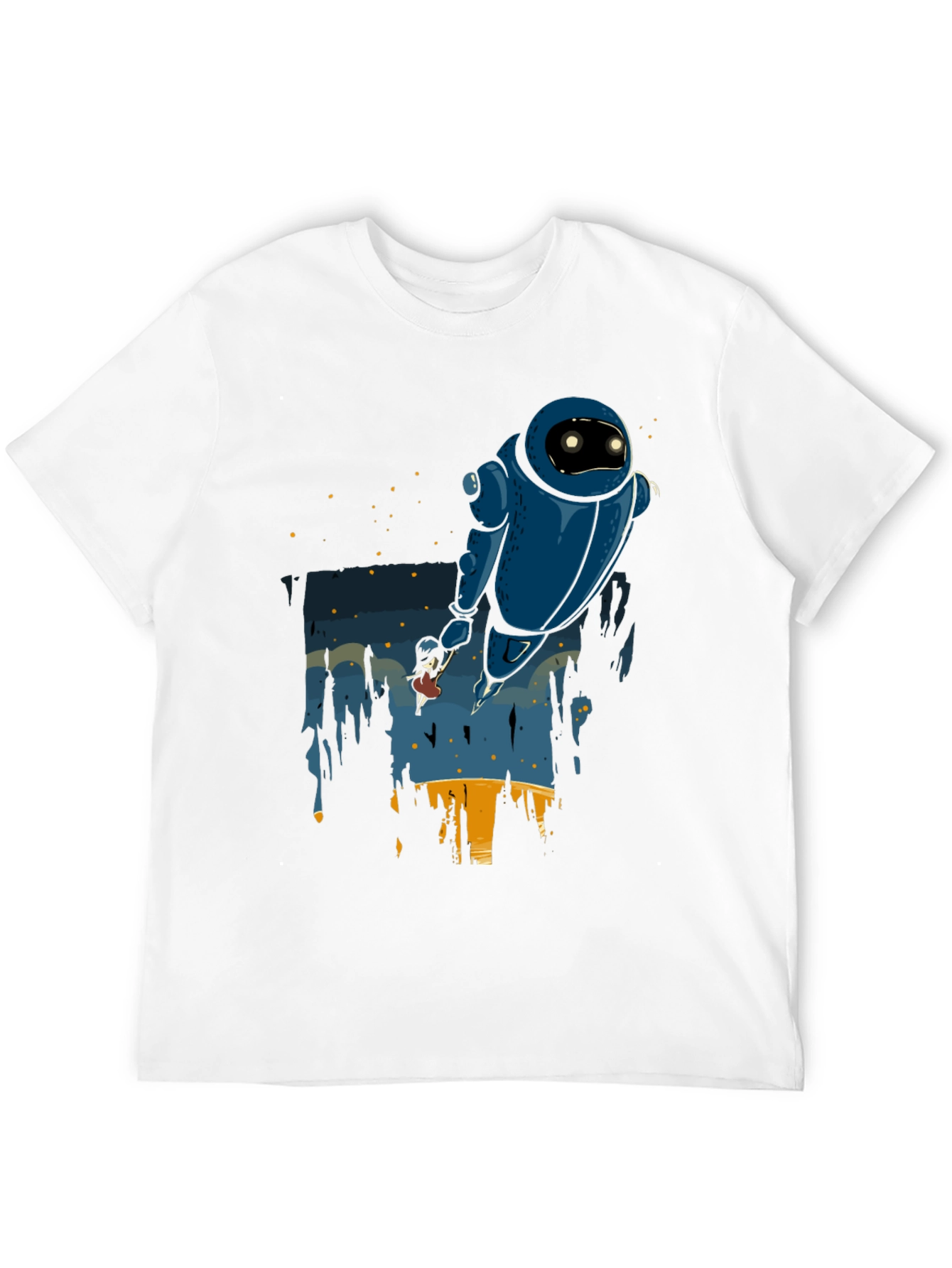 Robot & Girl Graphic Black T-Shirt