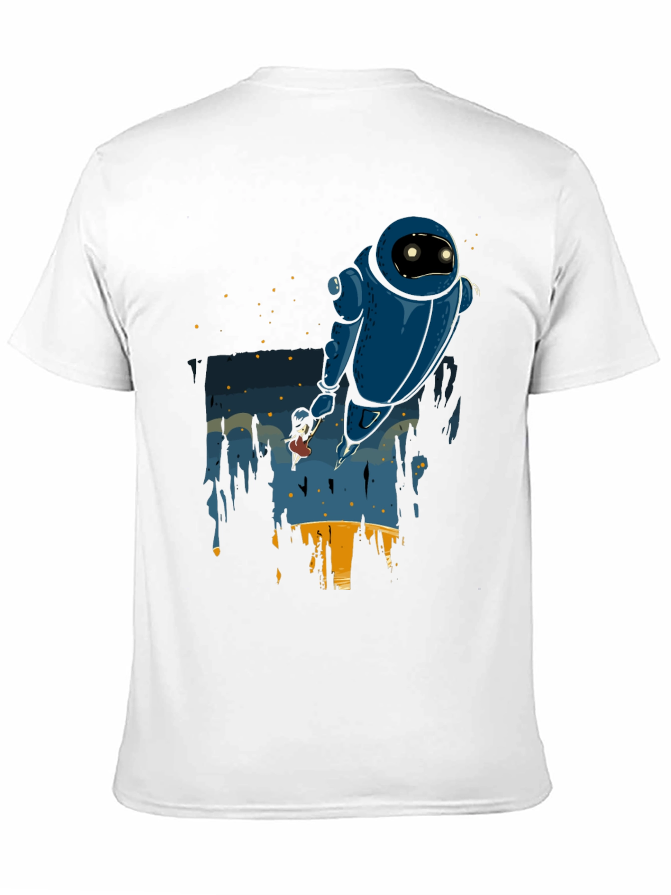 Robot & Girl Graphic Black T-Shirt