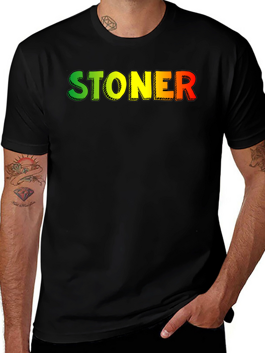 Stoner Graphic Print T-Shirt - Rasta Colors