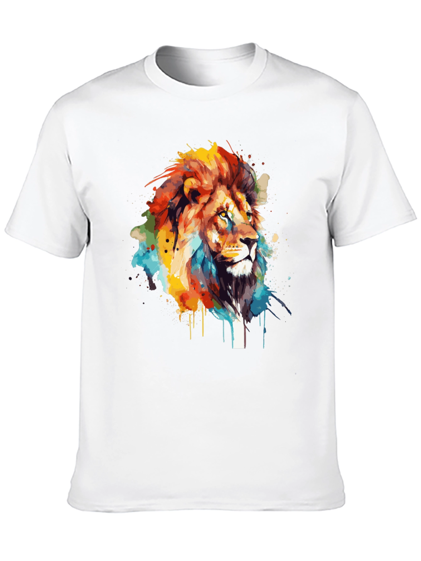Lion Art Print Mens Black T-Shirt
