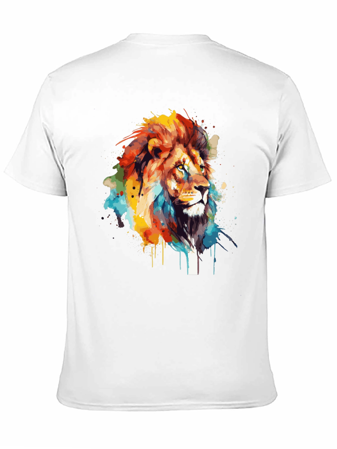 Lion Art Print Mens Black T-Shirt