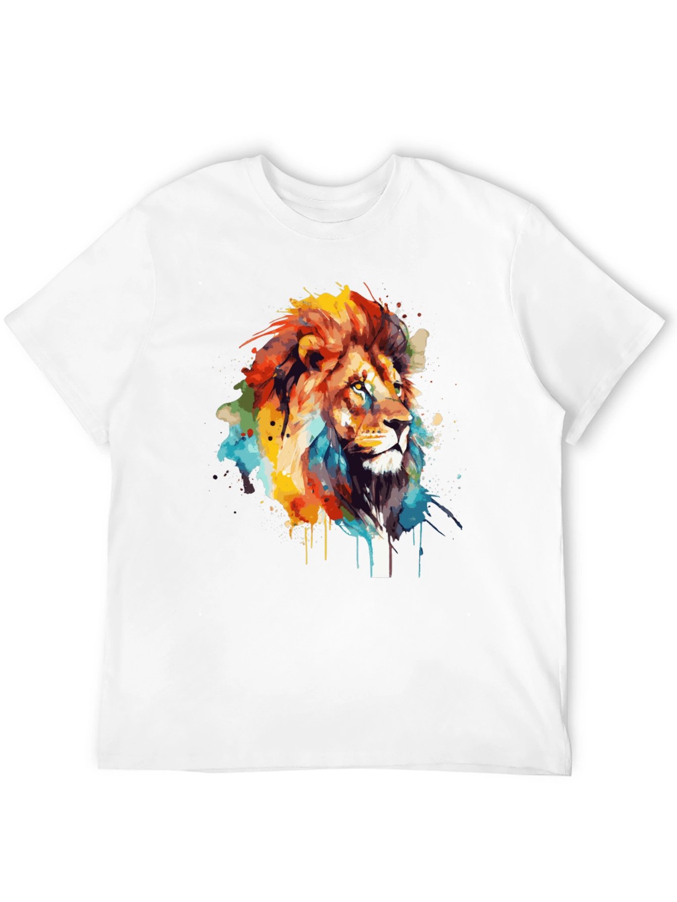 Lion Art Print Mens Black T-Shirt