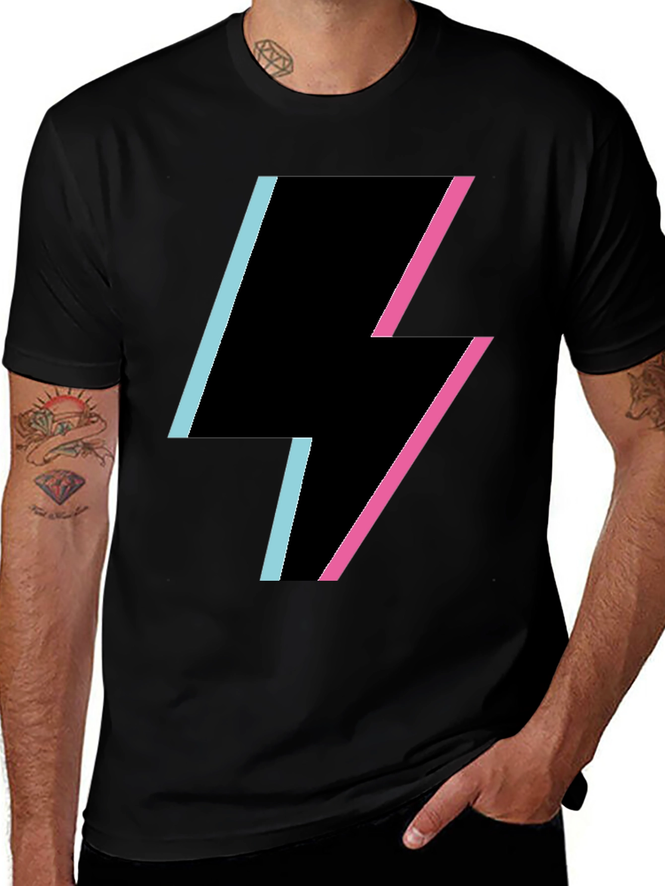Black Lightning Bolt Graphic Tee - Stylish & Trendy
