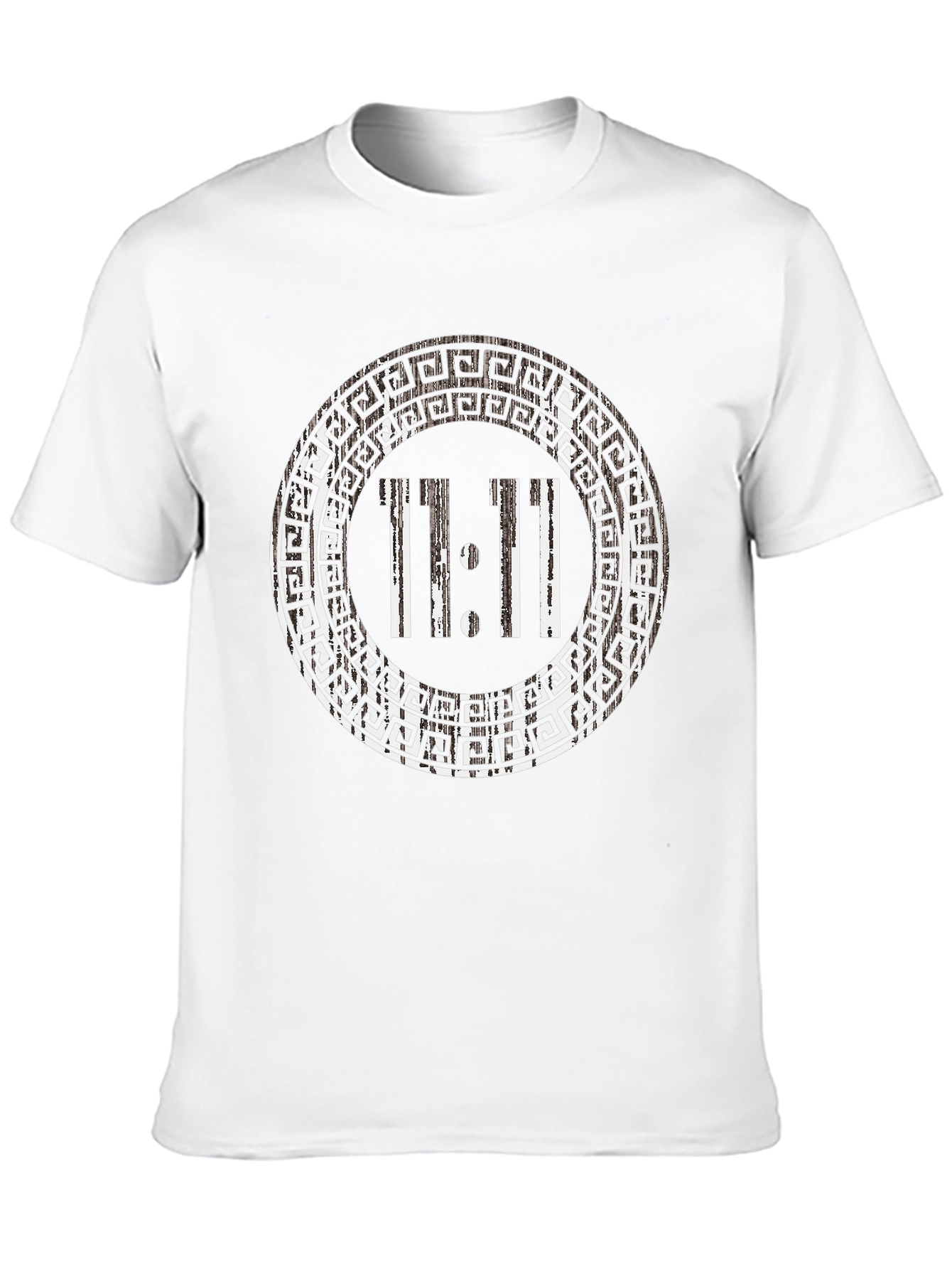 11:11 Greek Key Circle Black T-Shirt