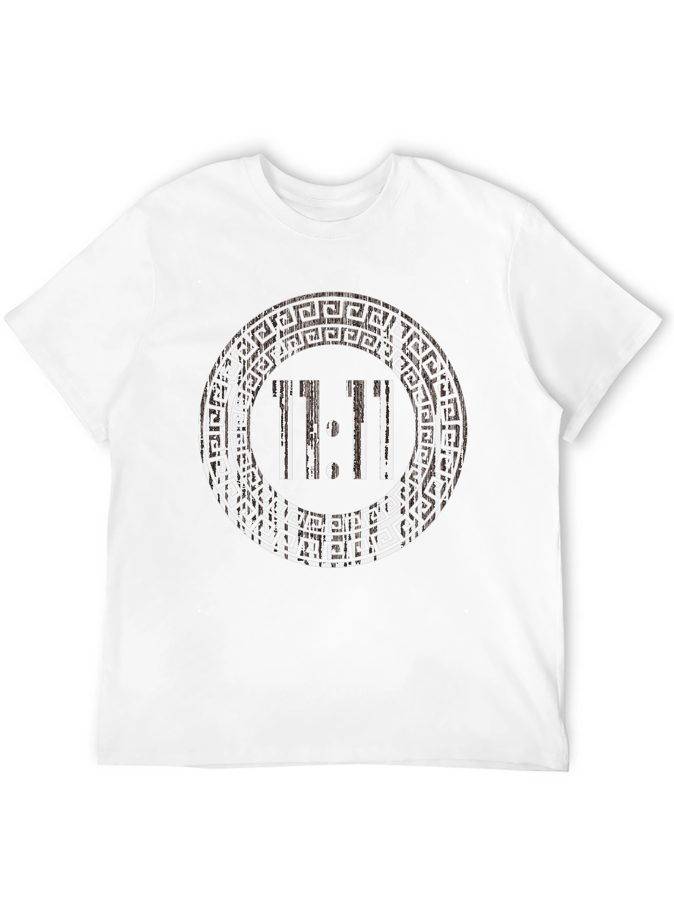 11:11 Greek Key Circle Black T-Shirt