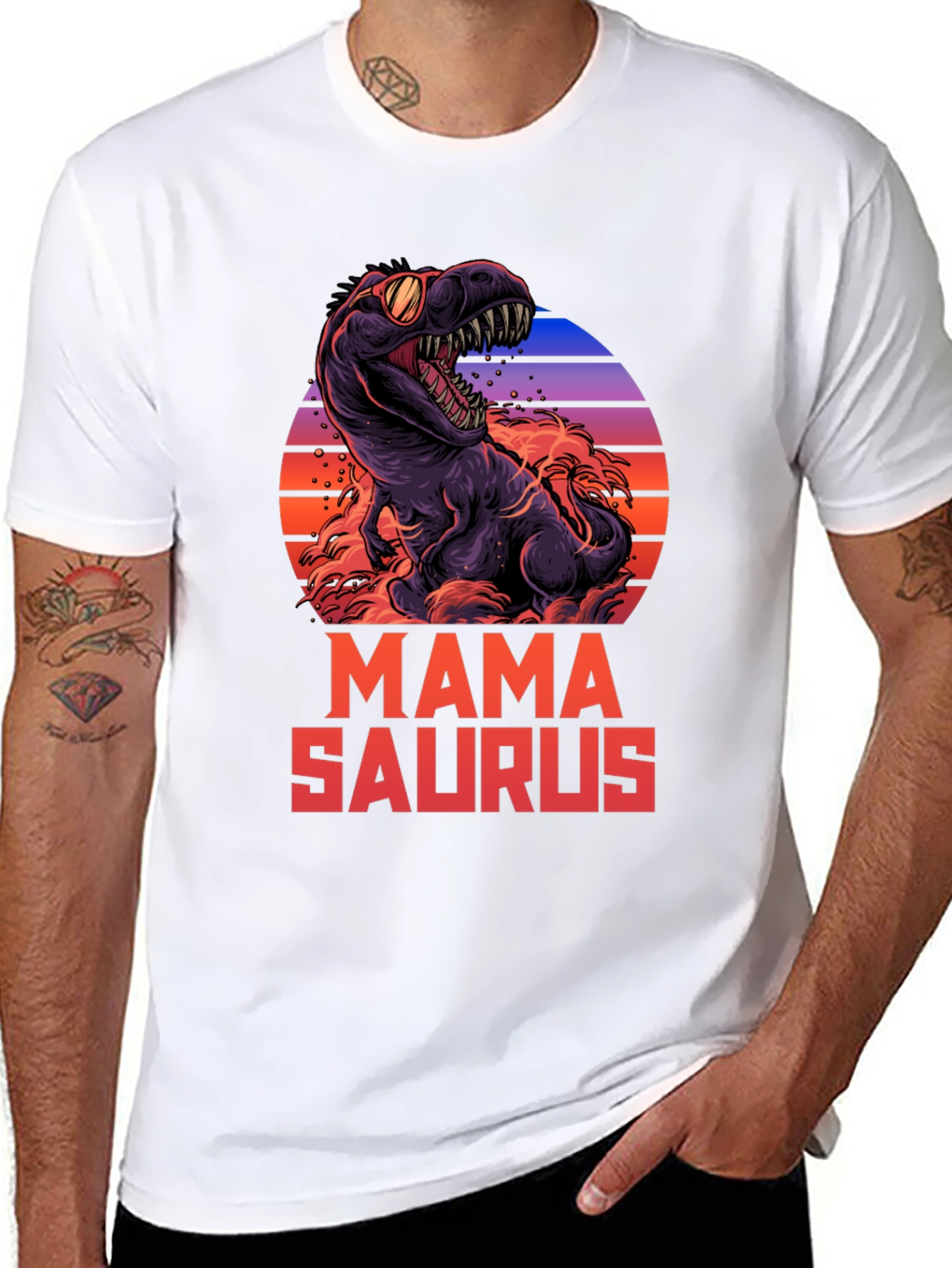 Mama Saurus Dinosaur Graphic T-Shirt