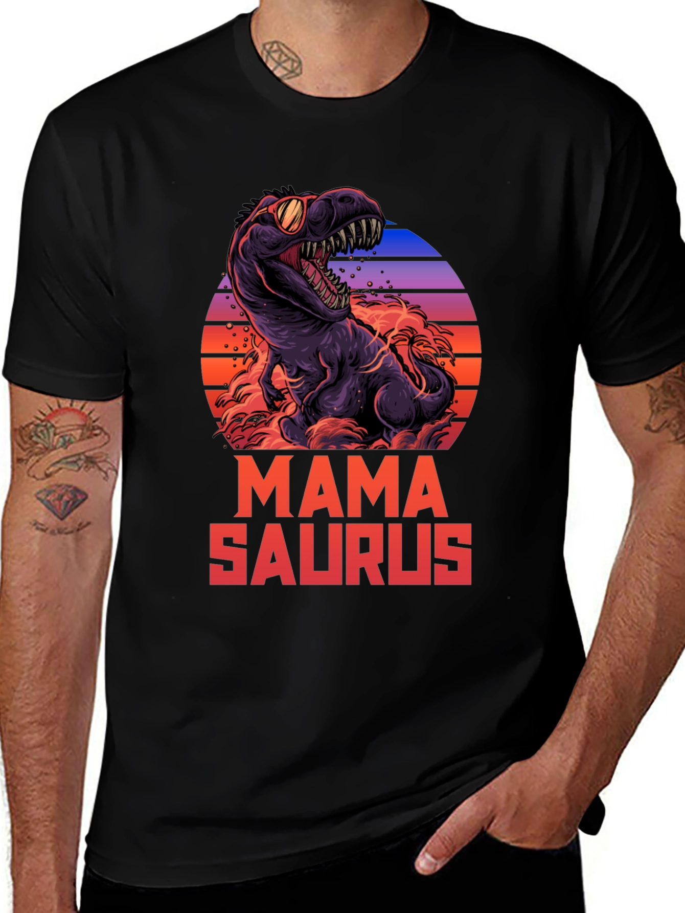 Mama Saurus Dinosaur Graphic T-Shirt
