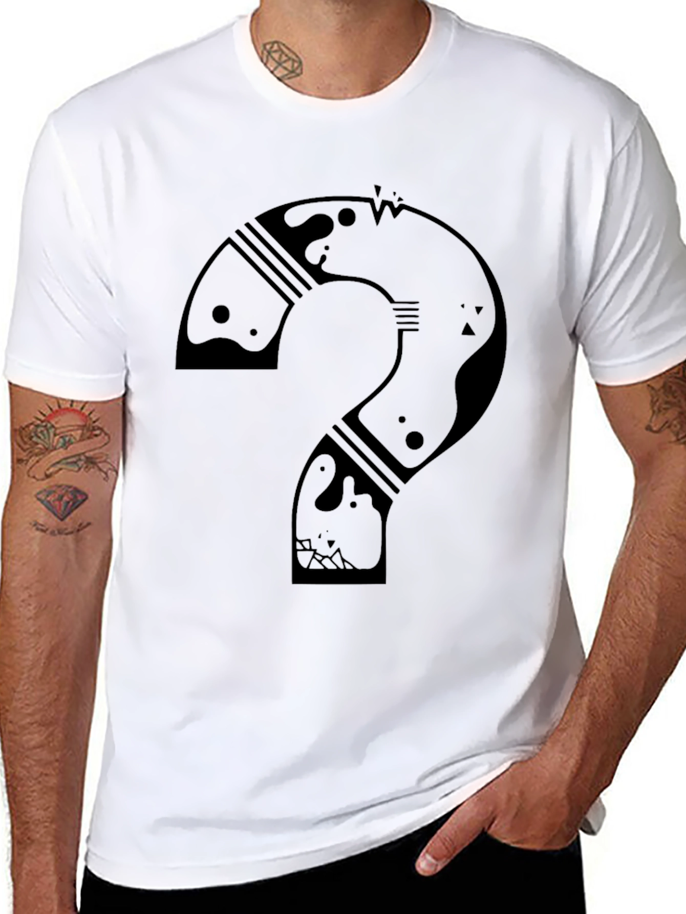 Abstract Question Mark Graphic T-Shirt
