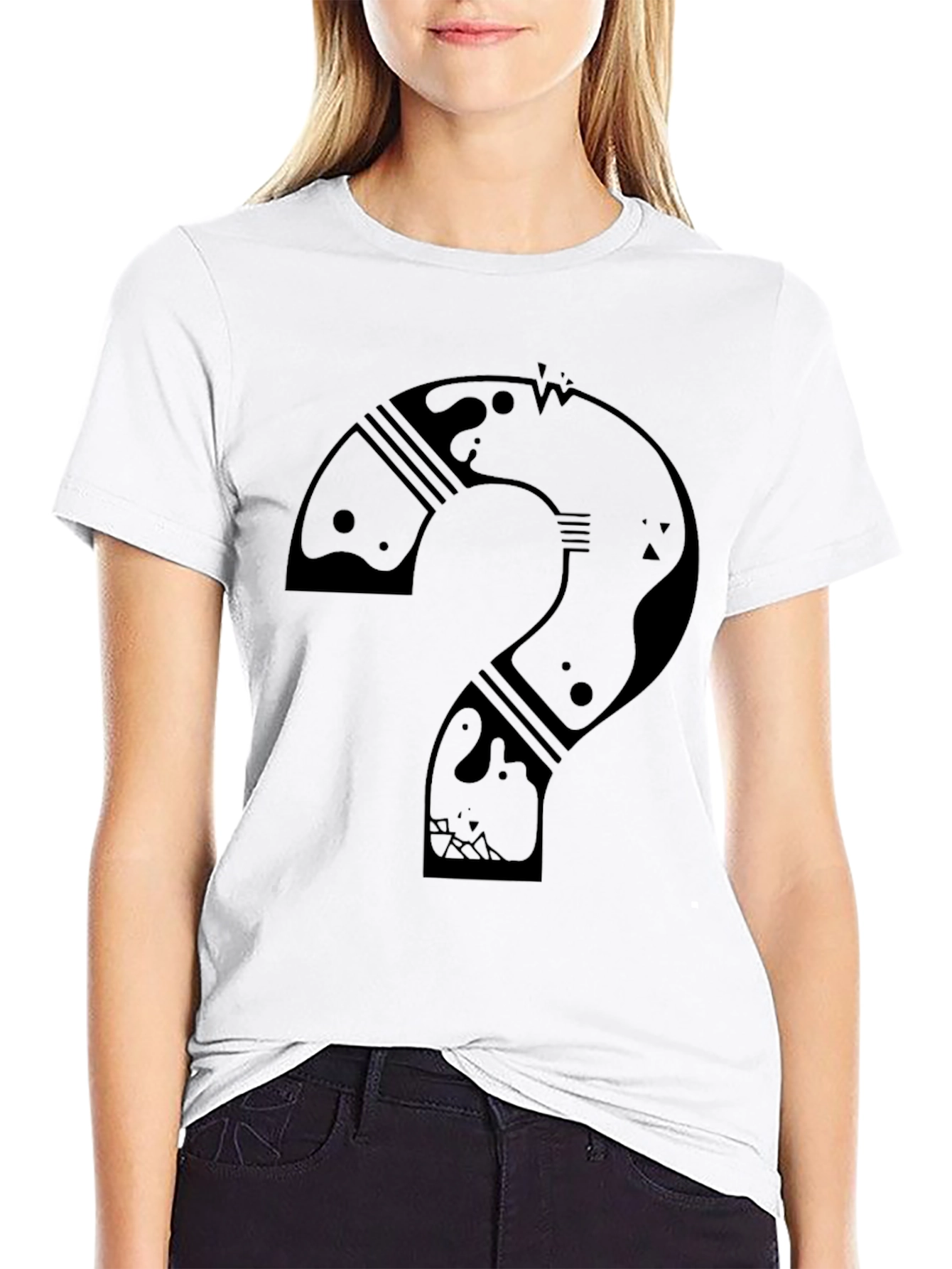 Abstract Question Mark Graphic T-Shirt