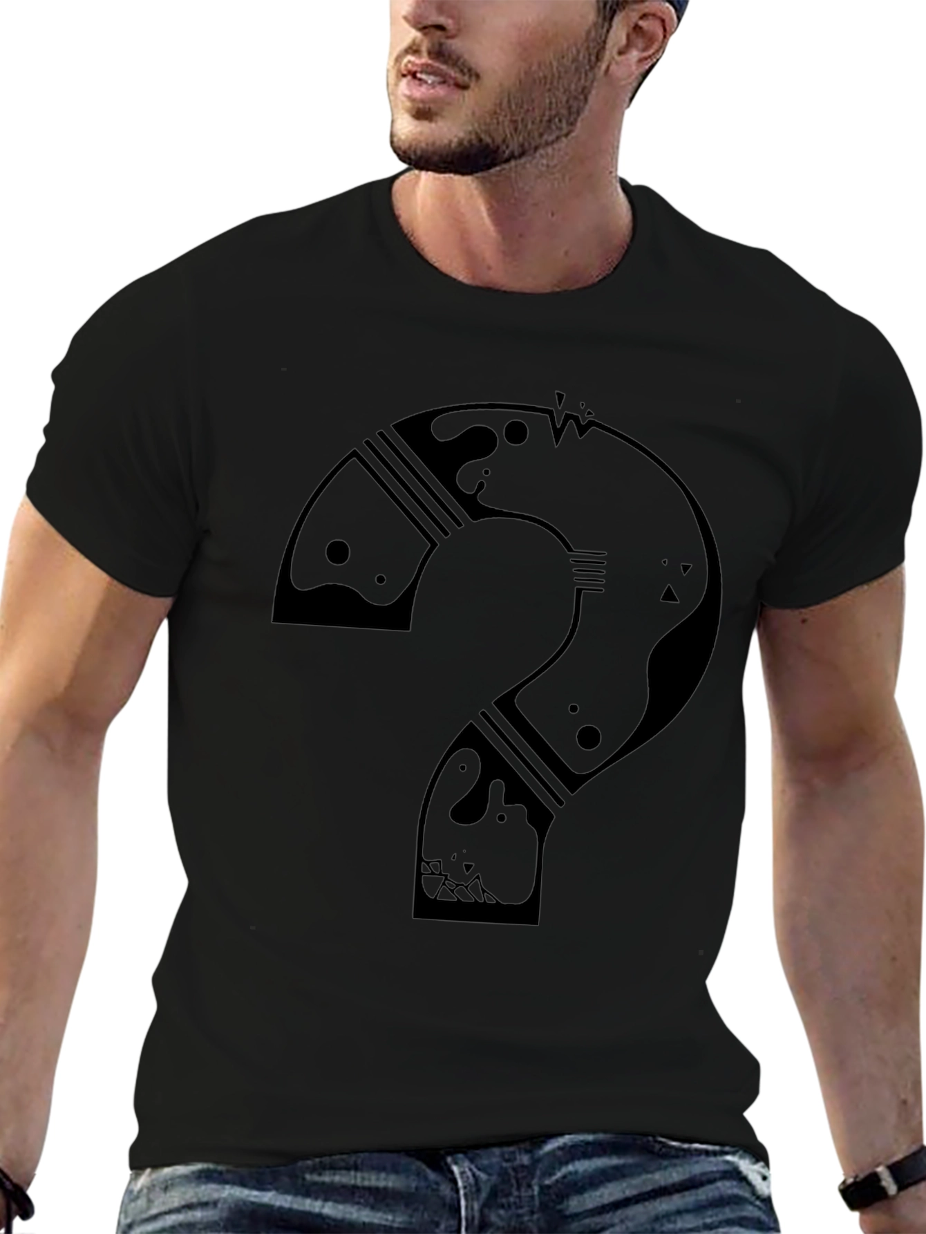 Abstract Question Mark Graphic T-Shirt