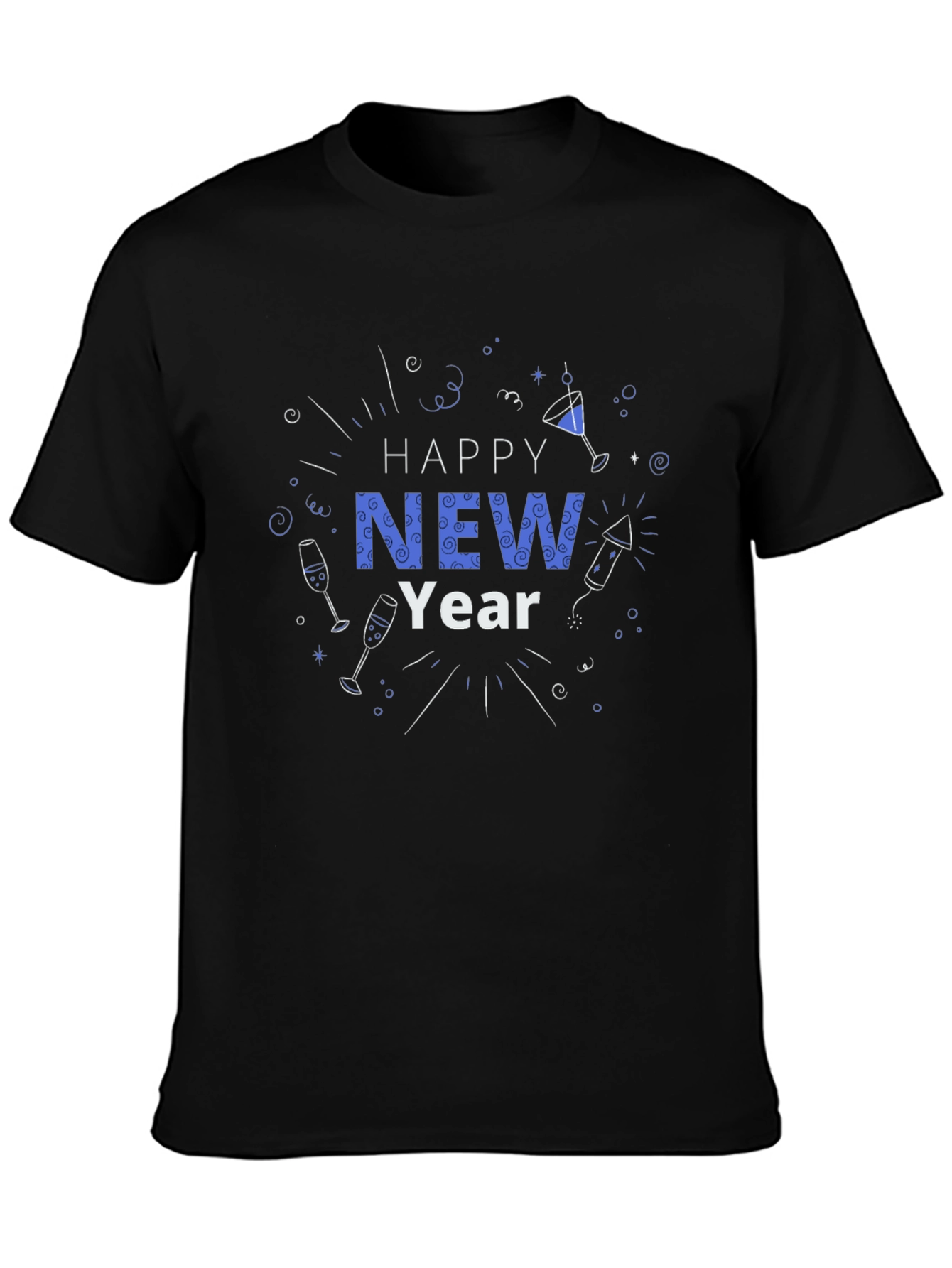 Happy New Year Graphic Tee - Black