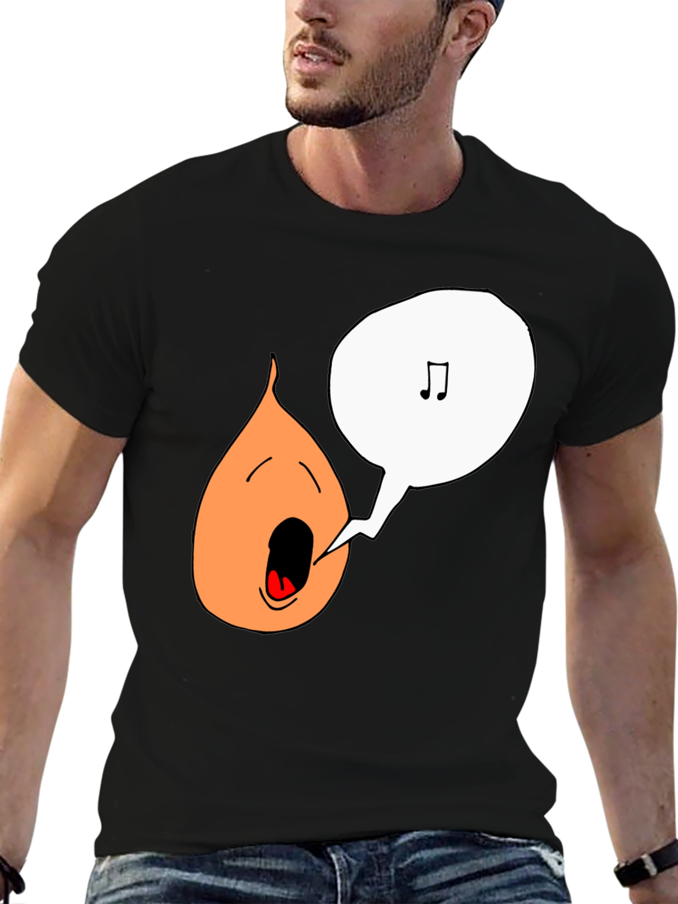 Singing Onion Graphic Tee - Black Cotton T-Shirt