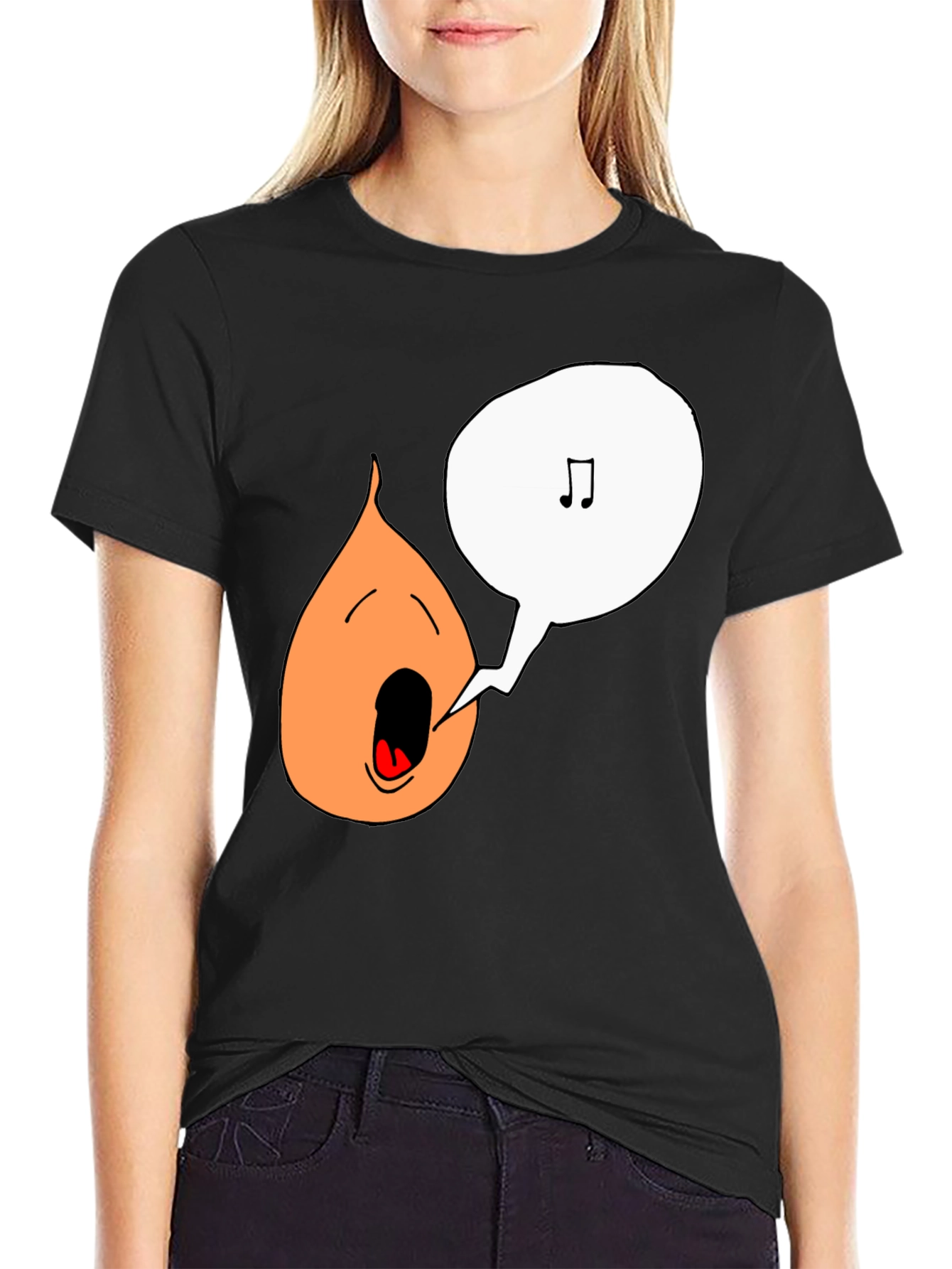 Singing Onion Graphic Tee - Black Cotton T-Shirt