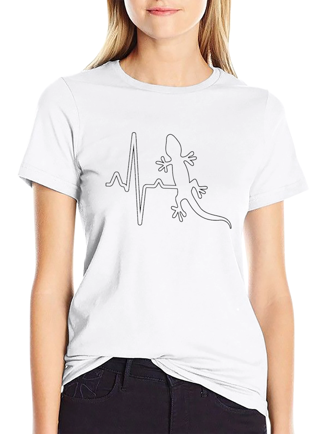 Lizard Heartbeat T-Shirt - Mens Black Graphic Tee