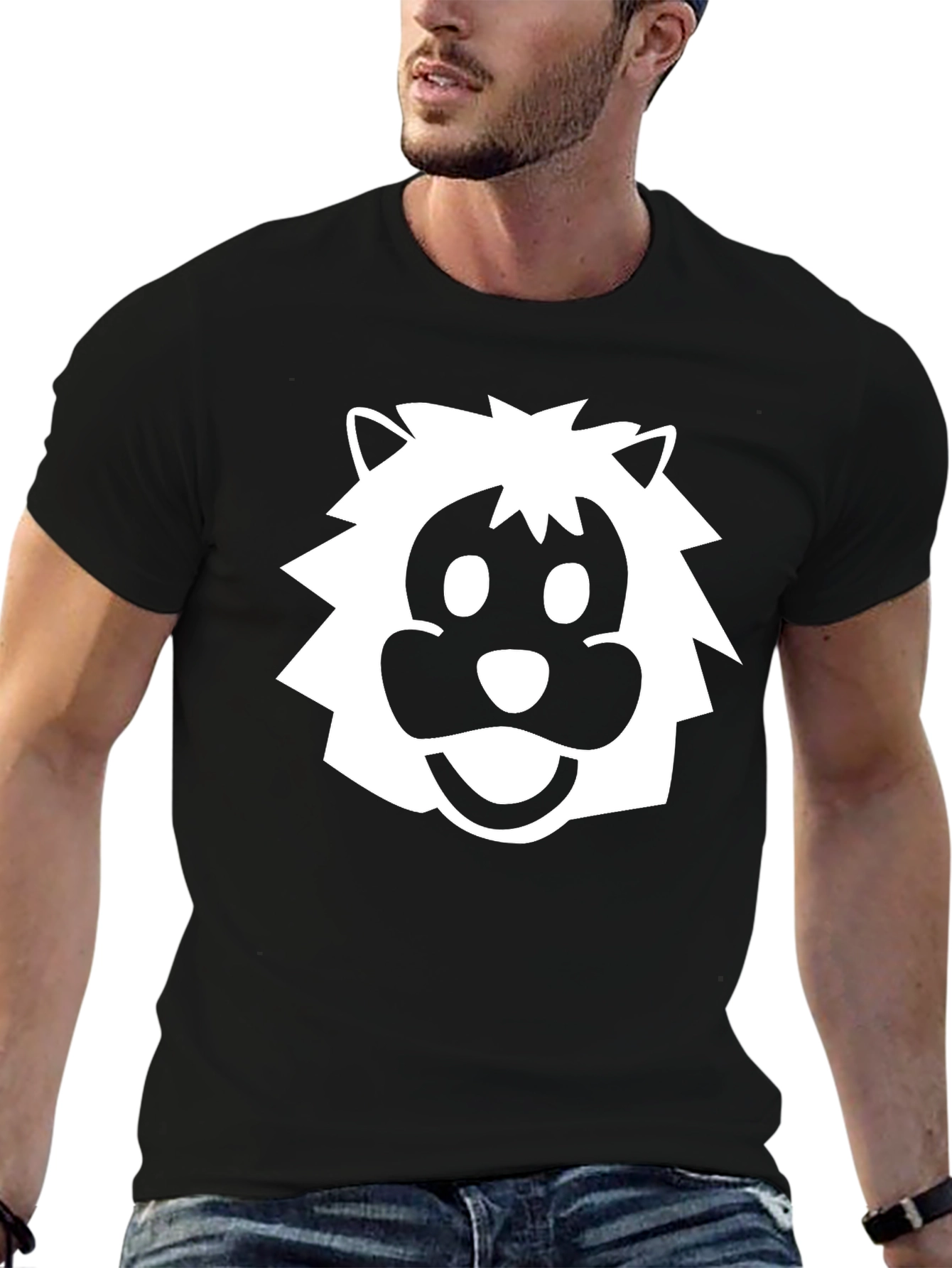 Lion Graphic Tee - Black Cotton T-Shirt