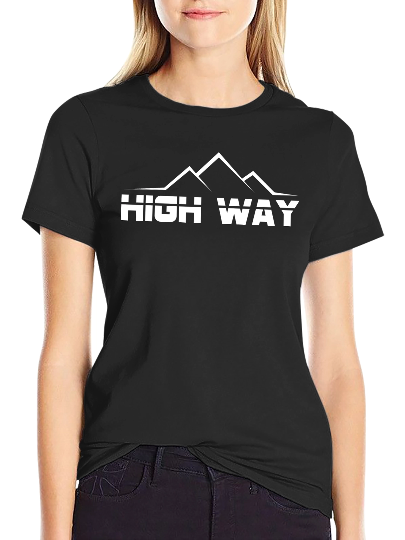 High Way Mountain Graphic T-Shirt - Black