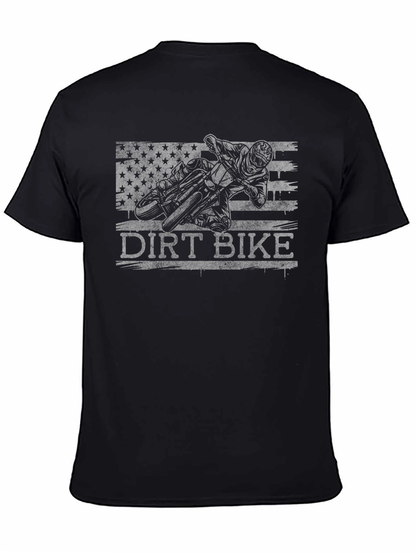 Dirt Bike American Flag Graphic T-Shirt