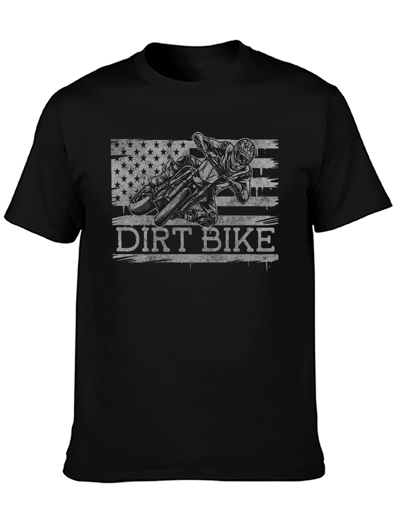 Dirt Bike American Flag Graphic T-Shirt