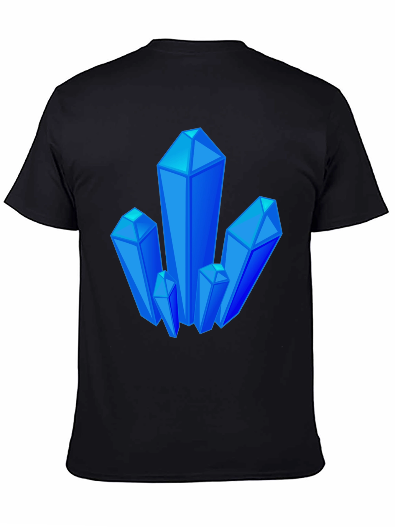 Blue Crystal Graphic Black T-Shirt