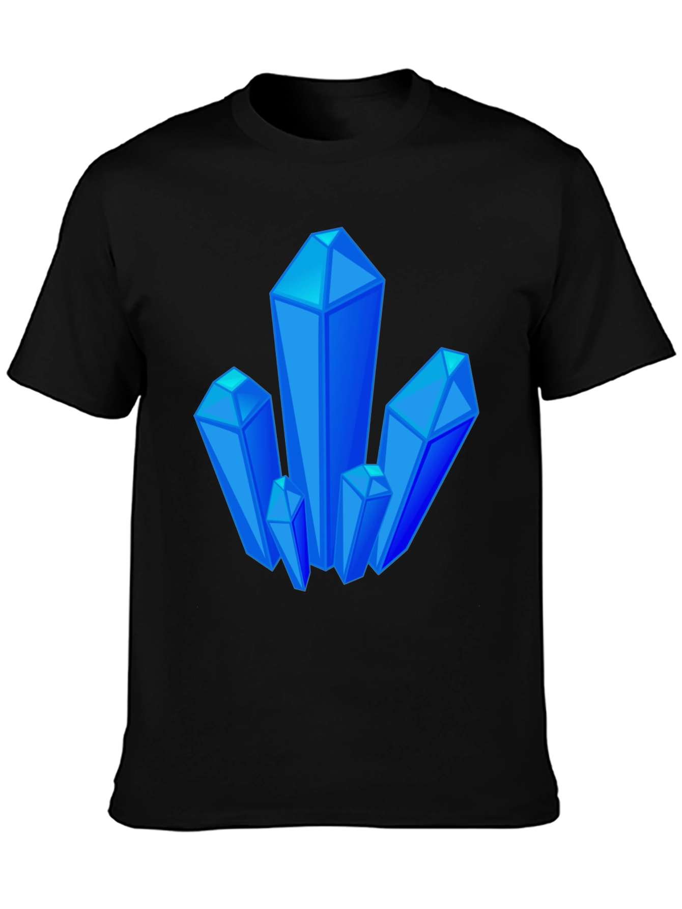 Blue Crystal Graphic Black T-Shirt