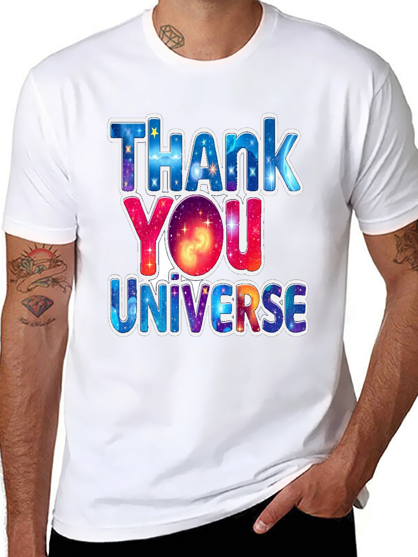 Thank You Universe Graphic Tee - Black Cotton T-Shirt