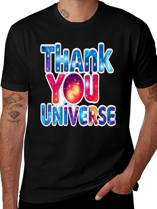 Thank You Universe Graphic Tee - Black Cotton T-Shirt