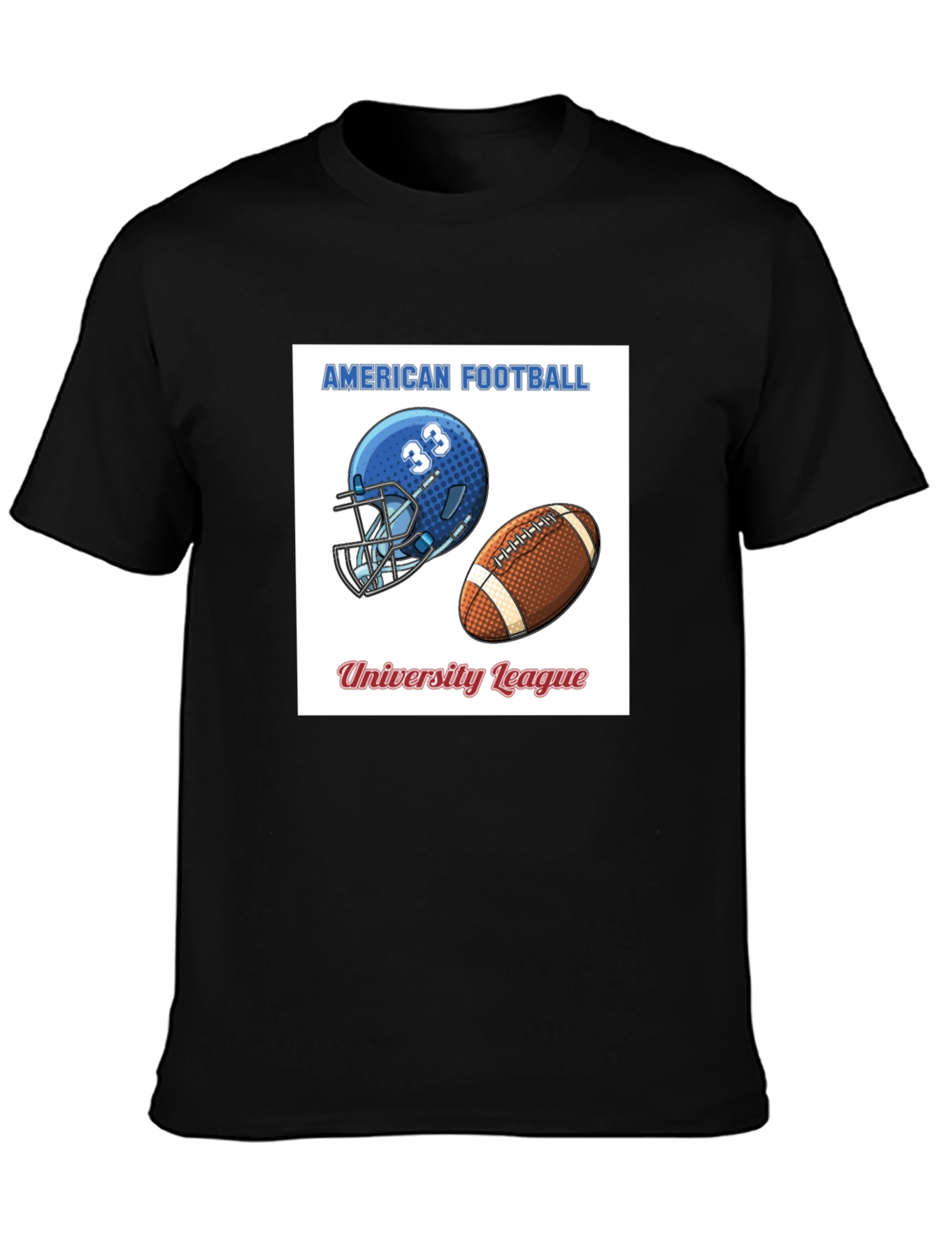 American Football University League Black T-Shirt