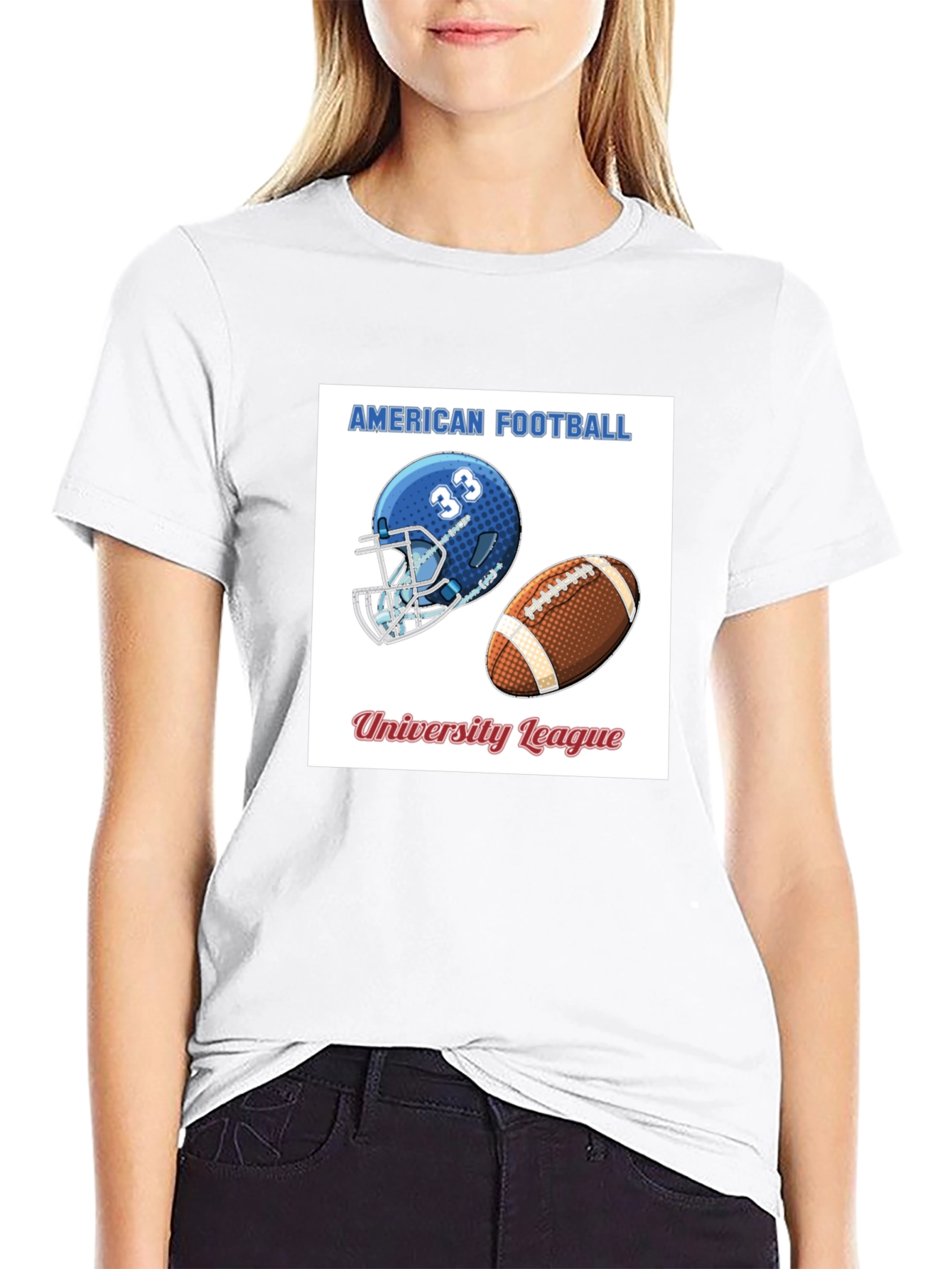 American Football University League Black T-Shirt