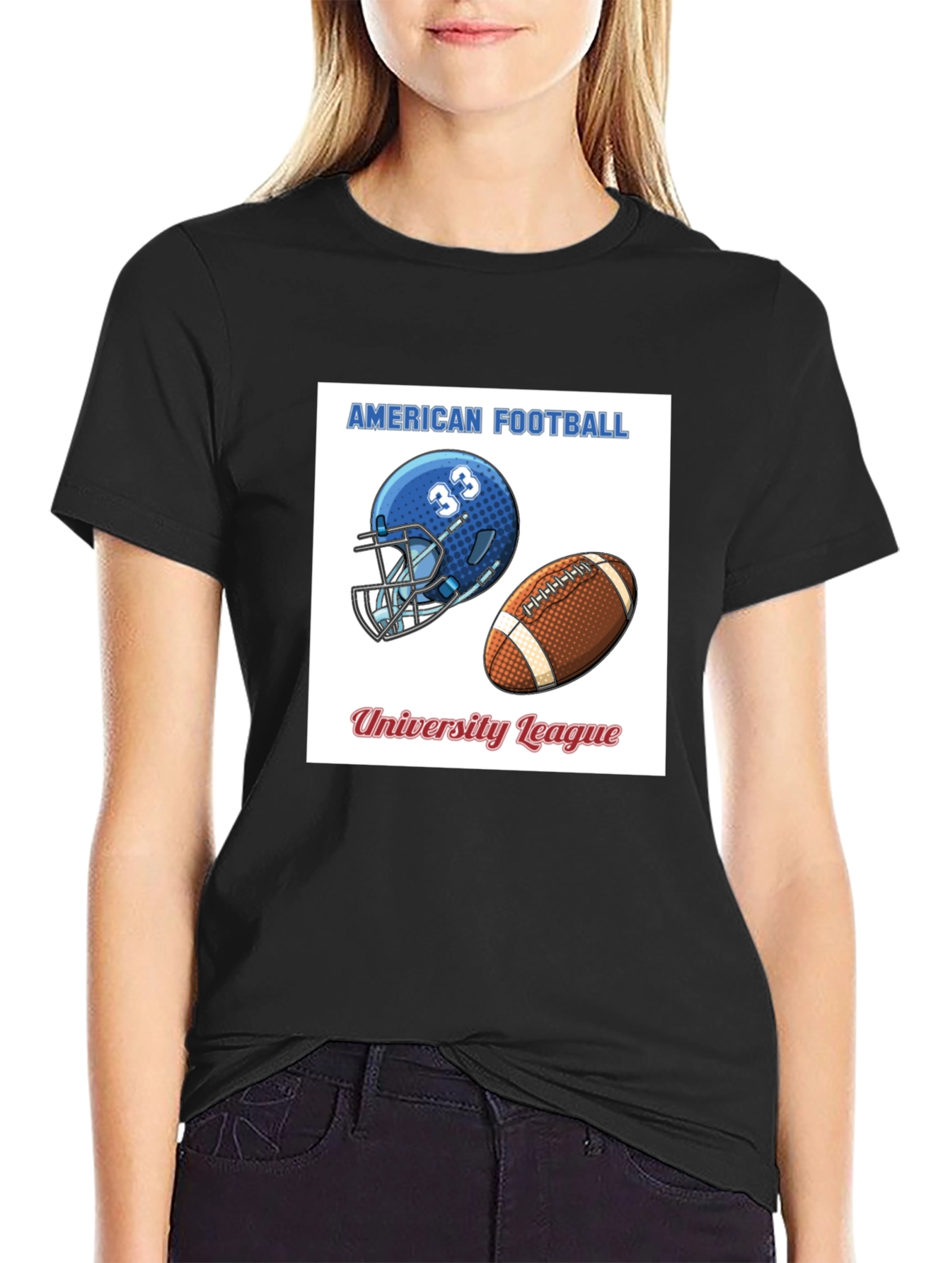 American Football University League Black T-Shirt