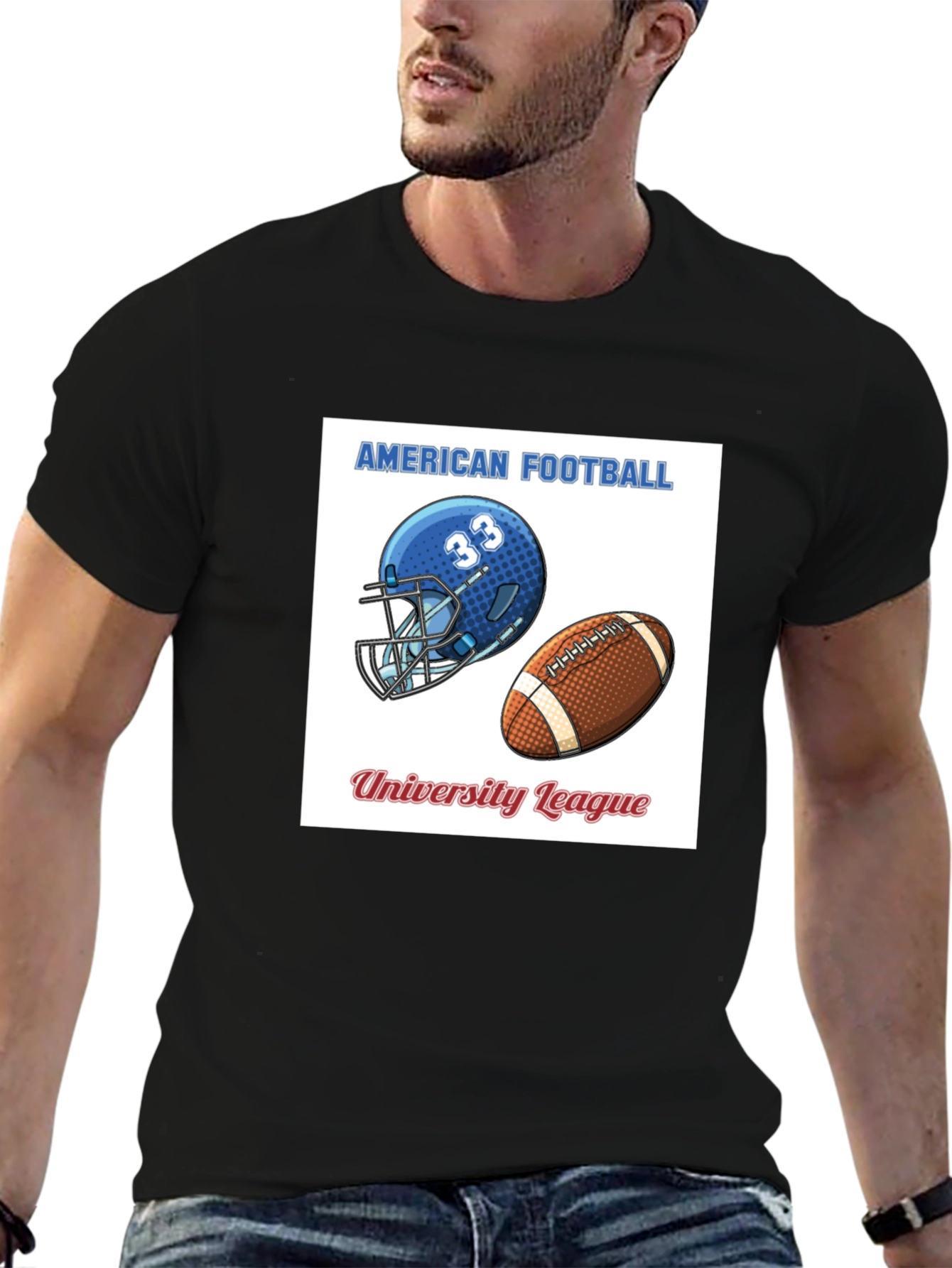 American Football University League Black T-Shirt