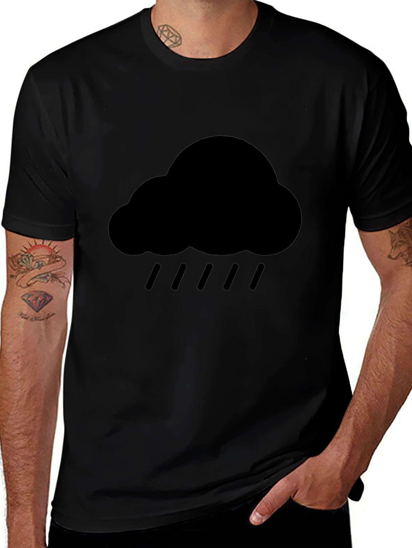 Rain Cloud Black T-Shirt - Weather Graphic Tee