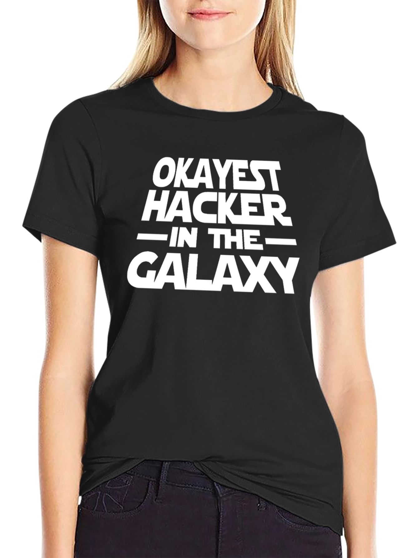 Okayest Hacker in the Galaxy Black T-Shirt