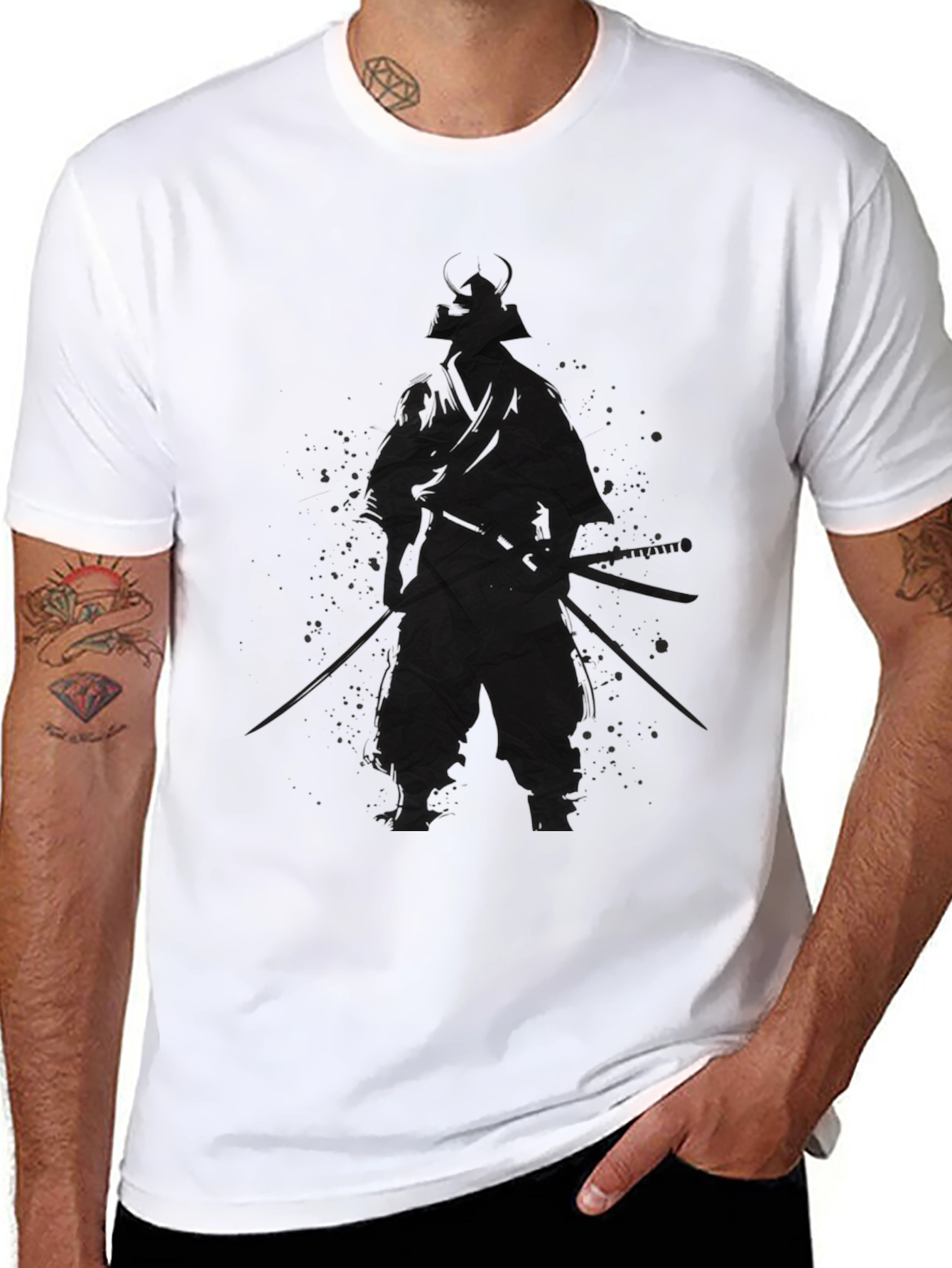 Samurai Warrior Graphic Tee - Black