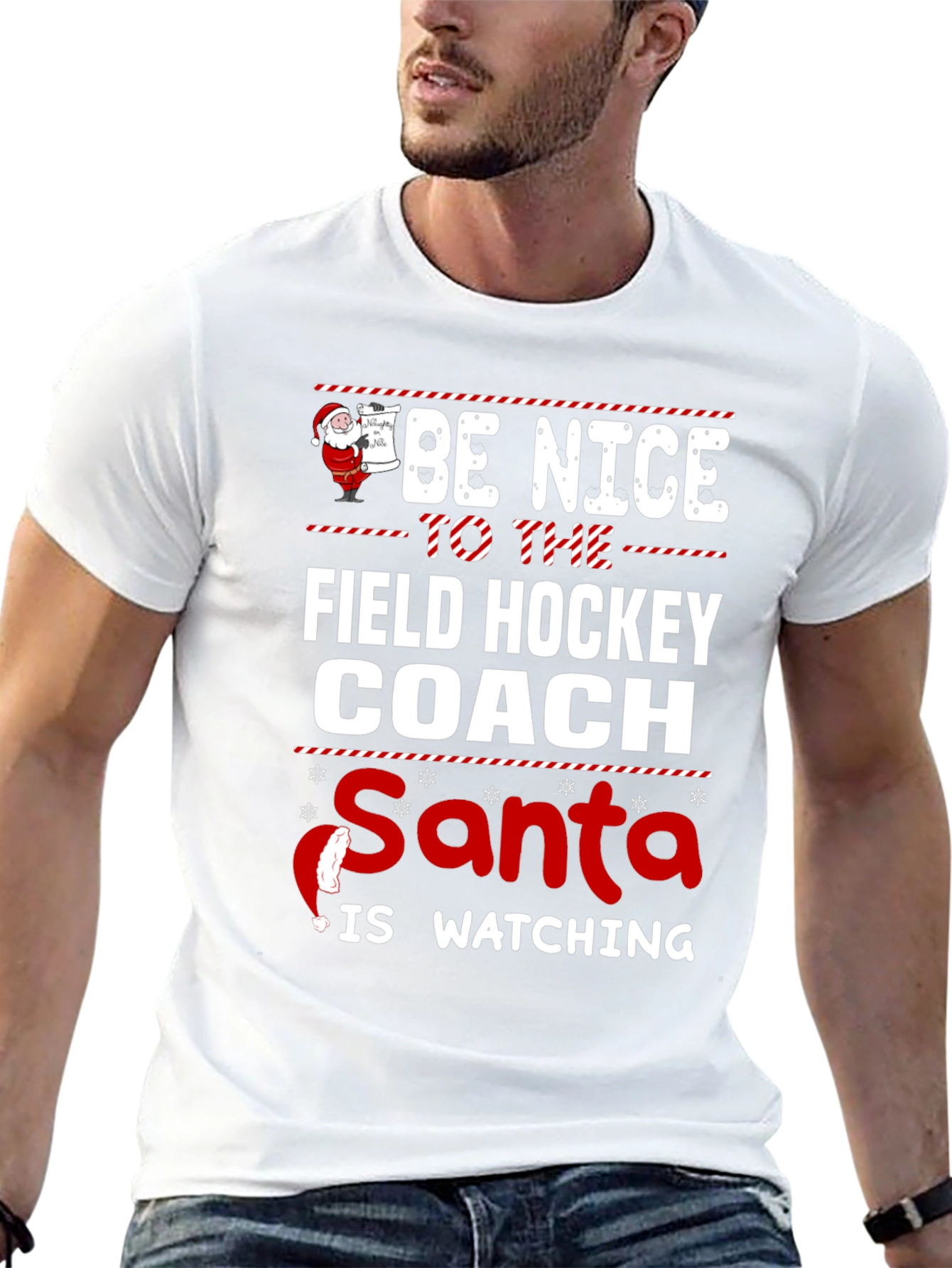Be Nice to the Field Hockey Coach Santa T-Shirt