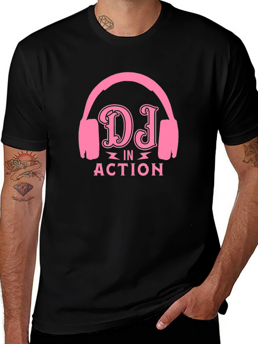 DJ in Action Graphic T-Shirt - Black Cotton Tee