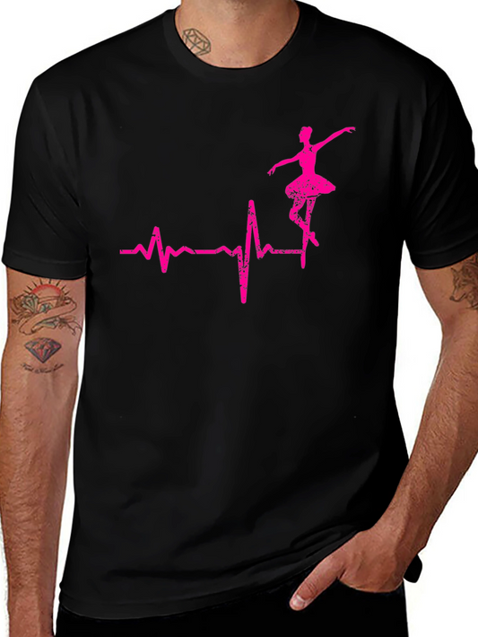 Ballerina Heartbeat Graphic Tee - Dance Lover Shirt