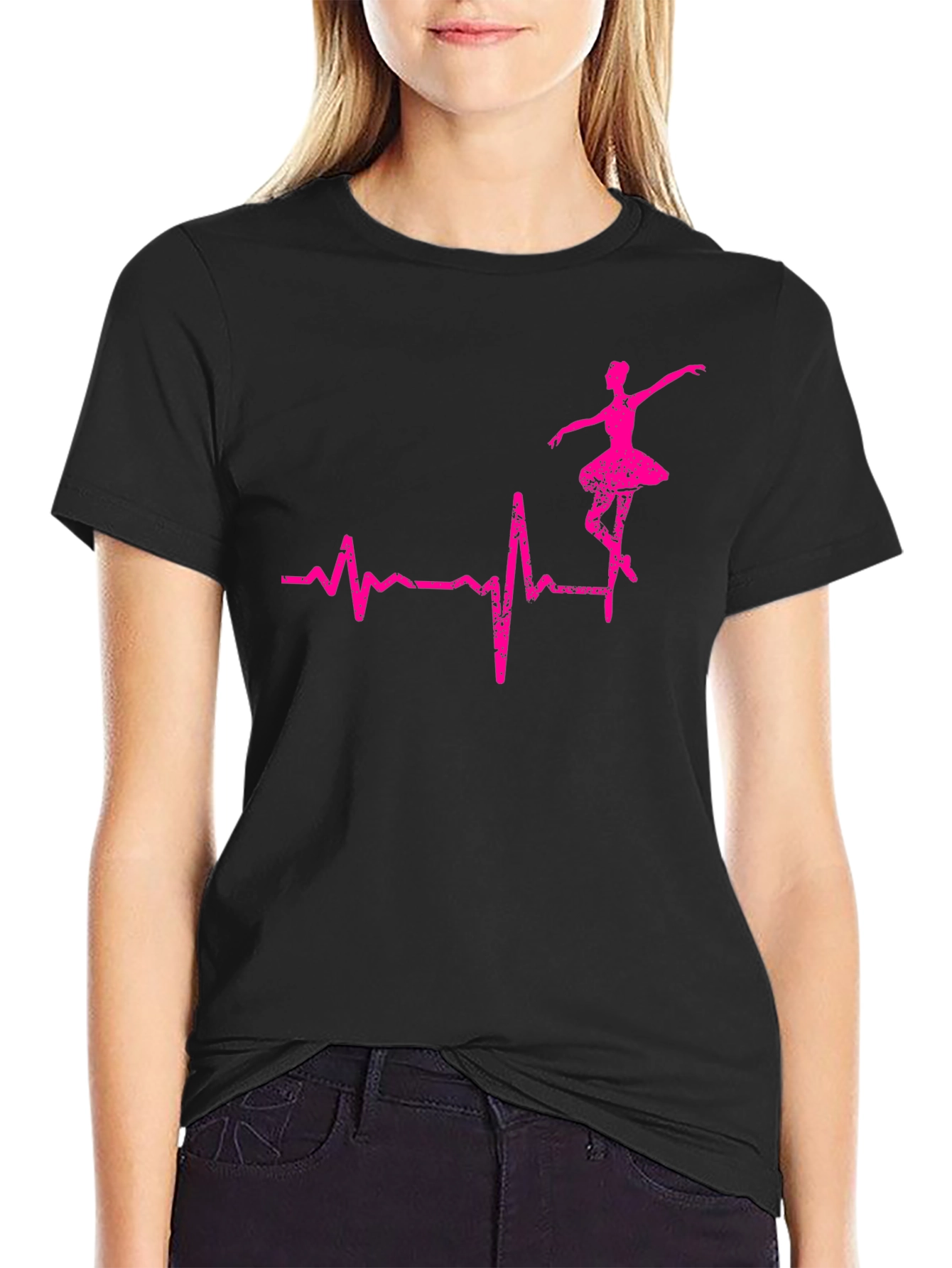 Ballerina Heartbeat Graphic Tee - Dance Lover Shirt