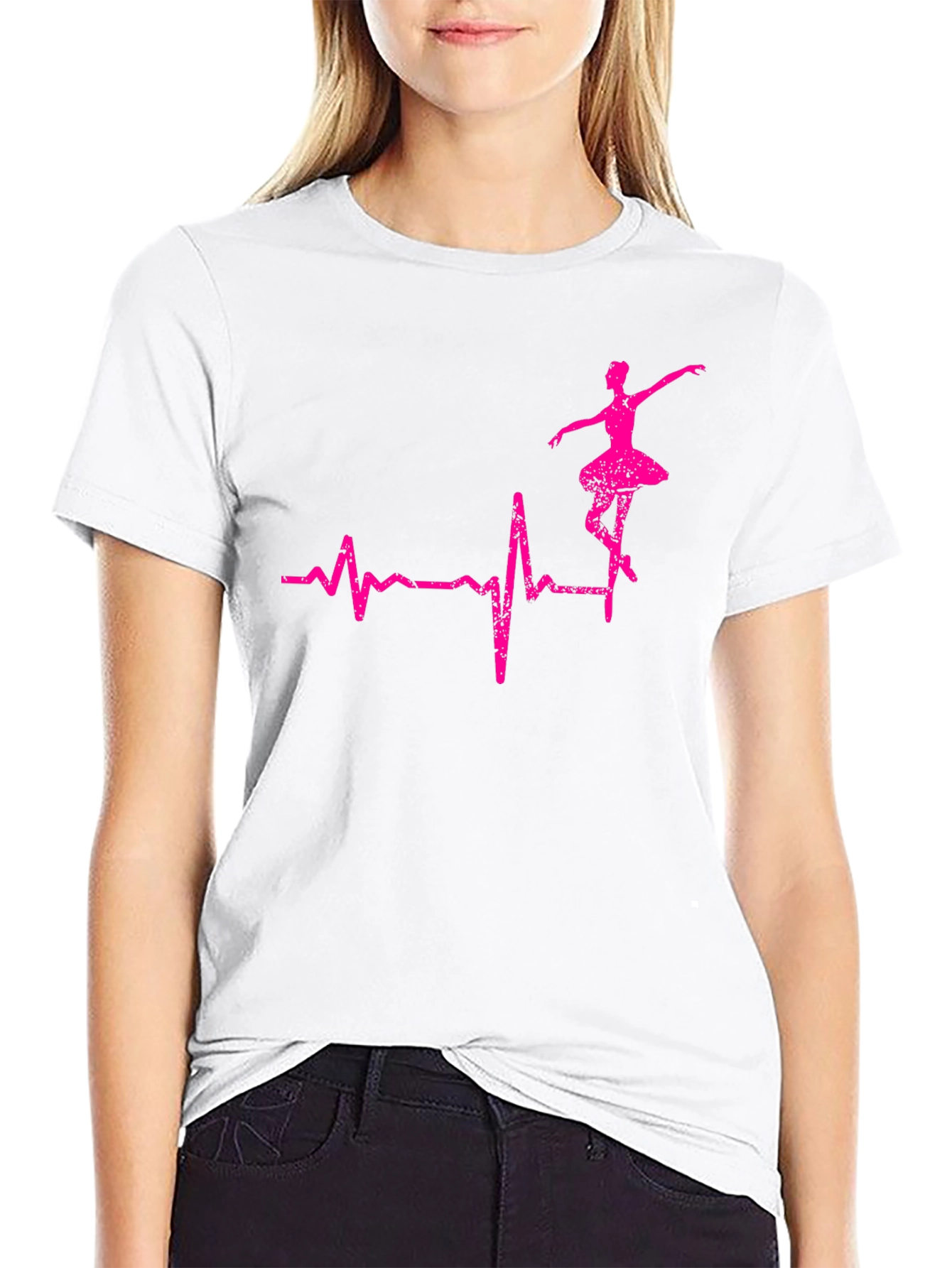 Ballerina Heartbeat Graphic Tee - Dance Lover Shirt