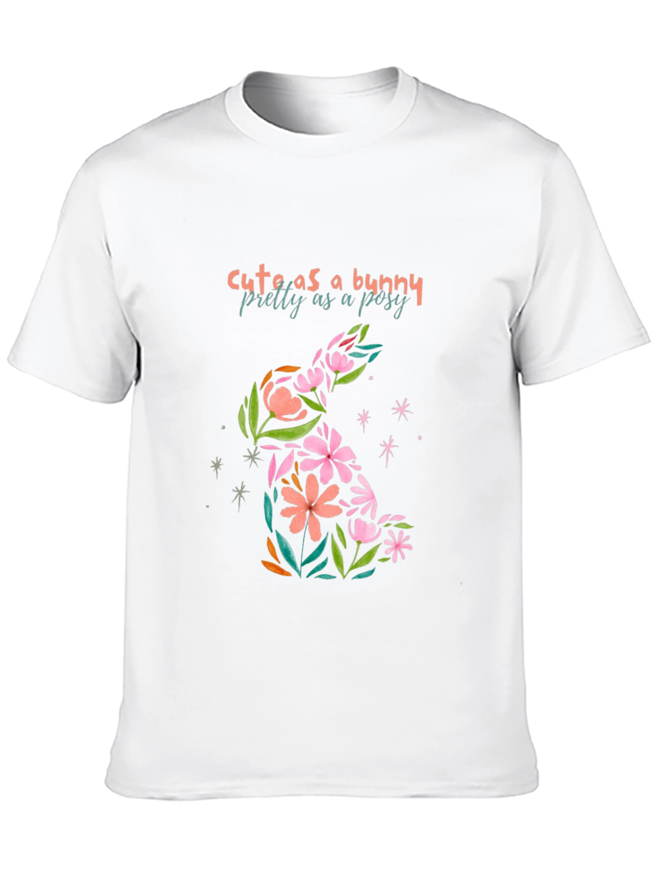 Cute Bunny Floral Graphic T-Shirt