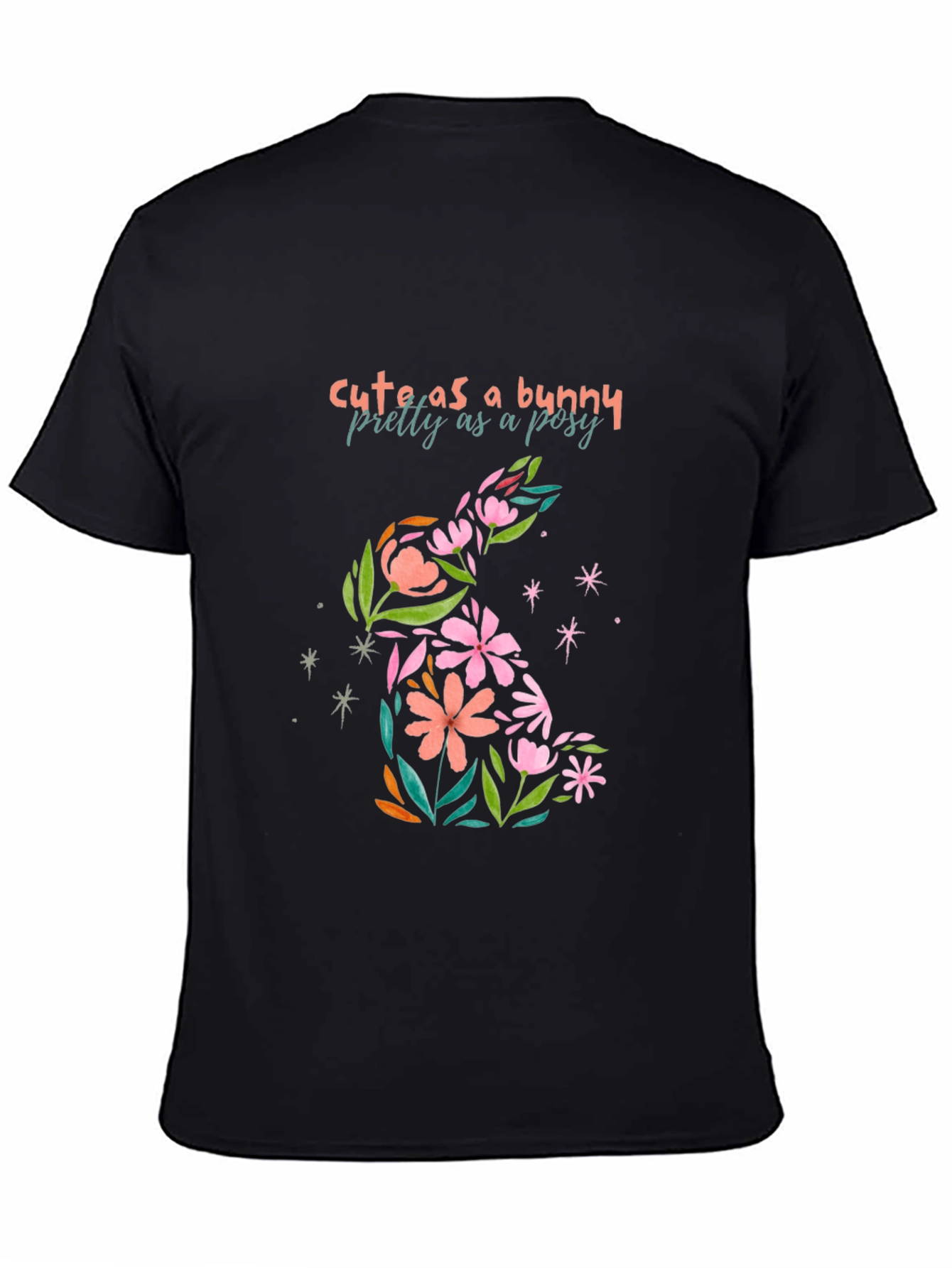 Cute Bunny Floral Graphic T-Shirt