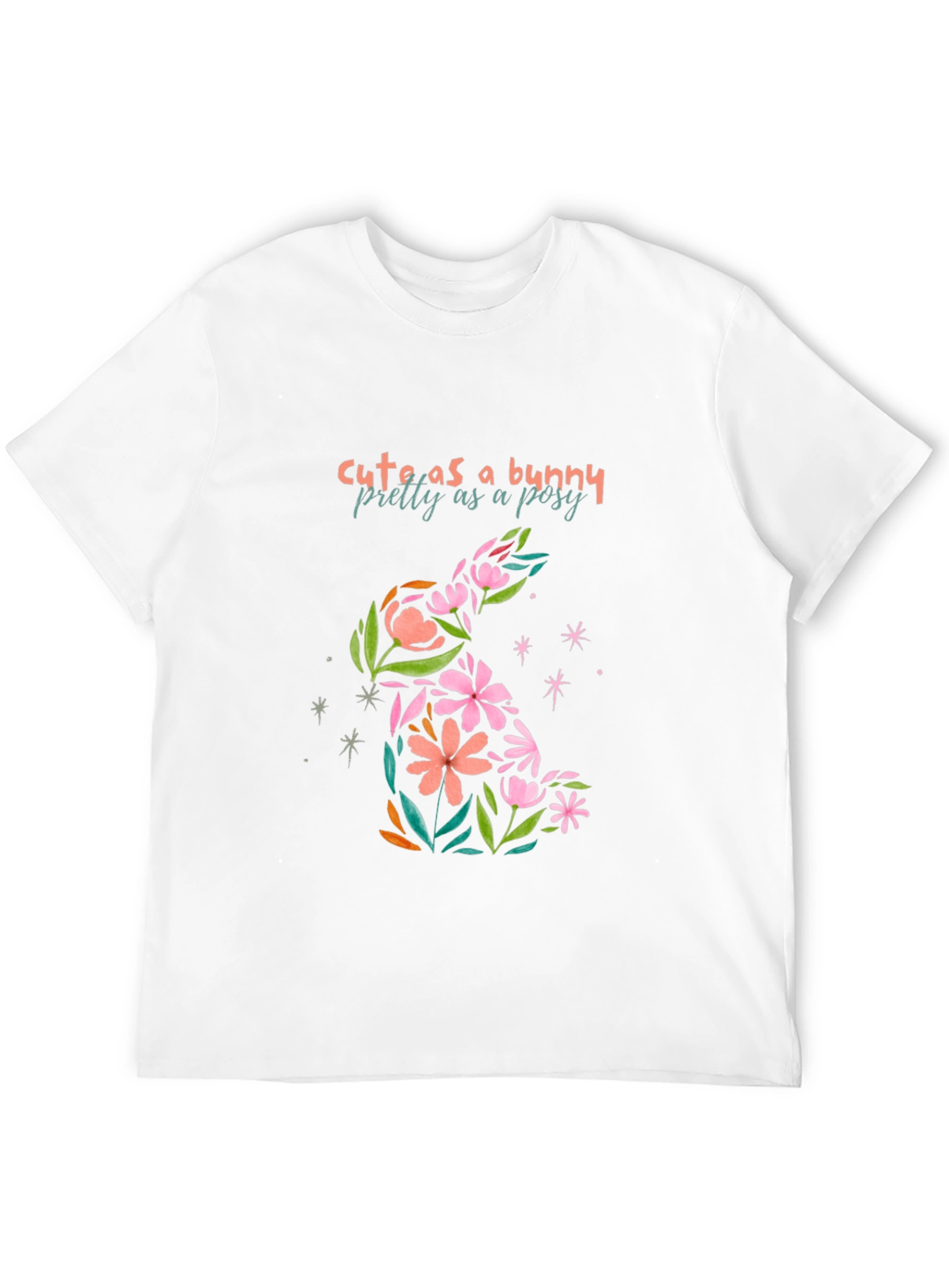 Cute Bunny Floral Graphic T-Shirt