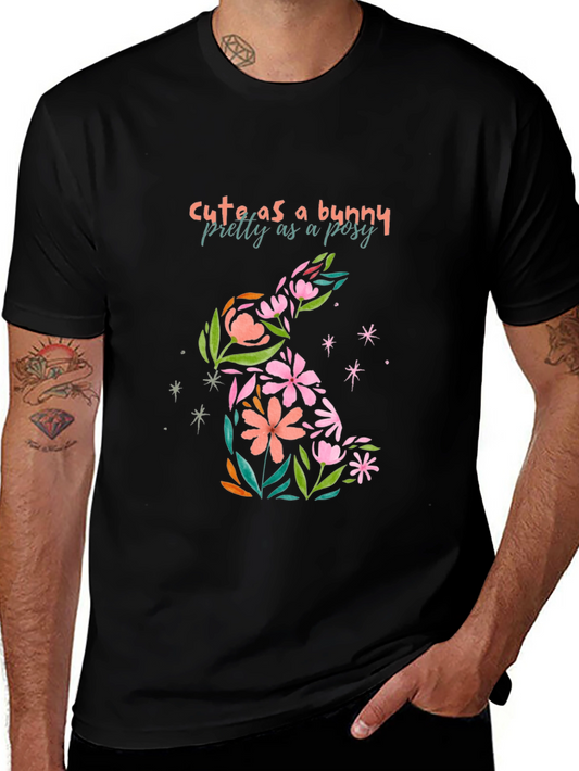 Cute Bunny Floral Graphic T-Shirt