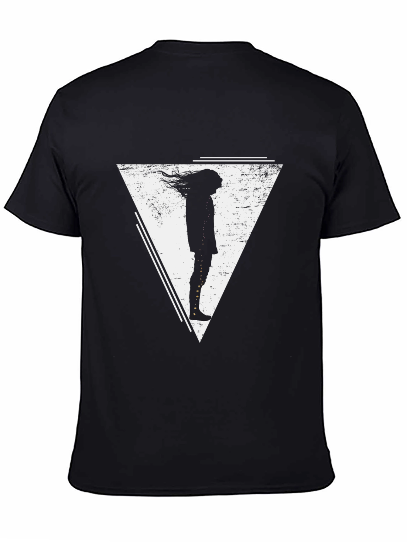 Geometric Silhouette Graphic Tee - Black