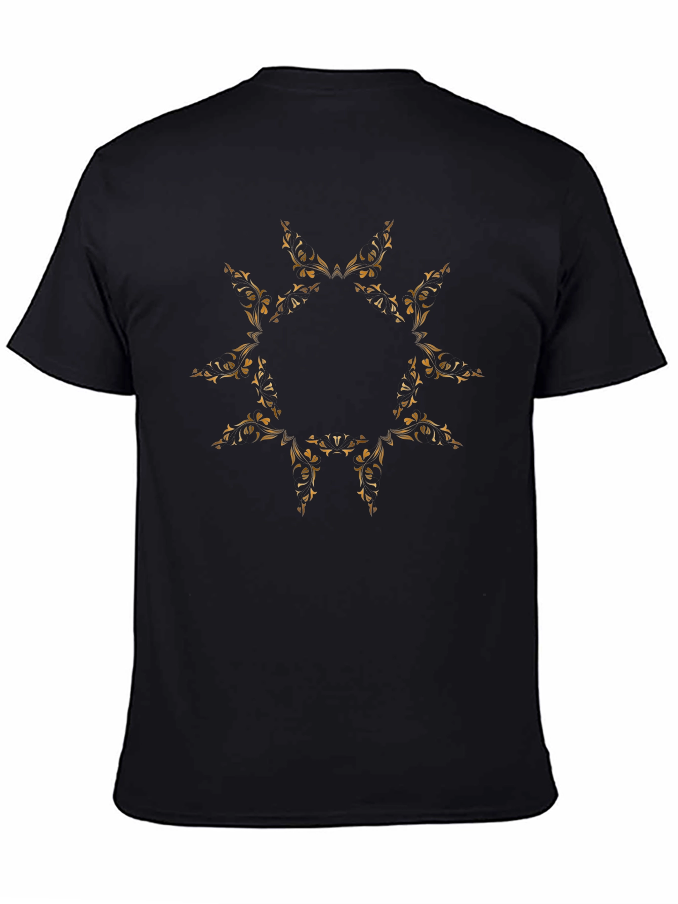 Ornate Floral Print Black T-Shirt