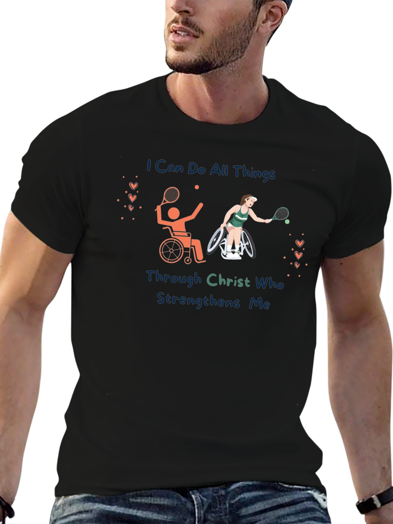 Wheelchair Tennis T-Shirt - Christian Design